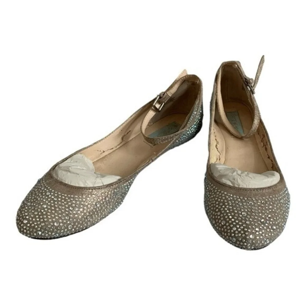 Betsey Johnson Joy Gold Rhinestone Ballet Flats Women’s Shoes Size 7B
